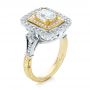  Platinum And 18k Yellow Gold Custom Two-tone Double Halo Diamond Engagement Ring - Three-Quarter View -  103455 - Thumbnail