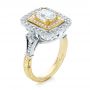  Platinum And 14k Yellow Gold Platinum And 14k Yellow Gold Custom Two-tone Double Halo Diamond Engagement Ring - Three-Quarter View -  103455 - Thumbnail