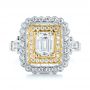  Platinum And 18k Yellow Gold Custom Two-tone Double Halo Diamond Engagement Ring - Top View -  103455 - Thumbnail