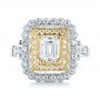  Platinum And 18k Yellow Gold Custom Two-tone Double Halo Diamond Engagement Ring - Top View -  103455 - Thumbnail