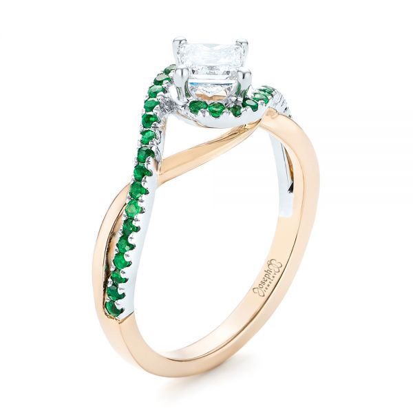 Custom Two-Tone Emerald and Diamond Engagement Ring - Image