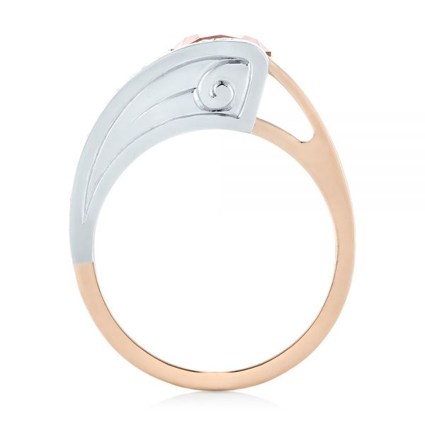 14k Rose Gold And 18K Gold 14k Rose Gold And 18K Gold Custom Two-tone Garnet And Diamond Ring - Front View -  103417