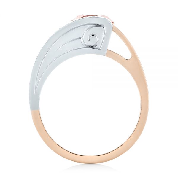 18k Rose Gold And 14K Gold 18k Rose Gold And 14K Gold Custom Two-tone Garnet And Diamond Ring - Front View - 103417