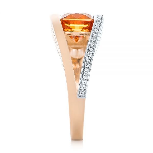 18k Rose Gold And 14K Gold 18k Rose Gold And 14K Gold Custom Two-tone Garnet And Diamond Ring - Side View - 103417