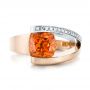 14k Rose Gold And 18K Gold 14k Rose Gold And 18K Gold Custom Two-tone Garnet And Diamond Ring - Top View -  103417 - Thumbnail