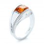  Platinum And 18K Gold Platinum And 18K Gold Custom Two-tone Garnet And Diamond Ring - Three-Quarter View -  103417 - Thumbnail