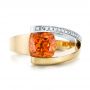 18k Yellow Gold And Platinum Custom Two-tone Garnet And Diamond Ring - Top View -  103417 - Thumbnail