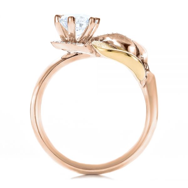 18k Rose Gold And 18K Gold 18k Rose Gold And 18K Gold Custom Two-tone Calla Lilly Engagement Ring - Front View -  101170