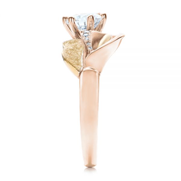 14k Rose Gold And 14K Gold 14k Rose Gold And 14K Gold Custom Two-tone Calla Lilly Engagement Ring - Side View -  101170