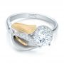 14k White Gold And 18K Gold 14k White Gold And 18K Gold Custom Two-tone Calla Lilly Engagement Ring - Flat View -  101170 - Thumbnail