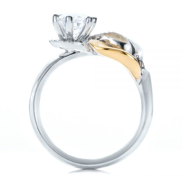 18k White Gold And 18K Gold Custom Two-tone Calla Lilly Engagement Ring - Front View -  101170