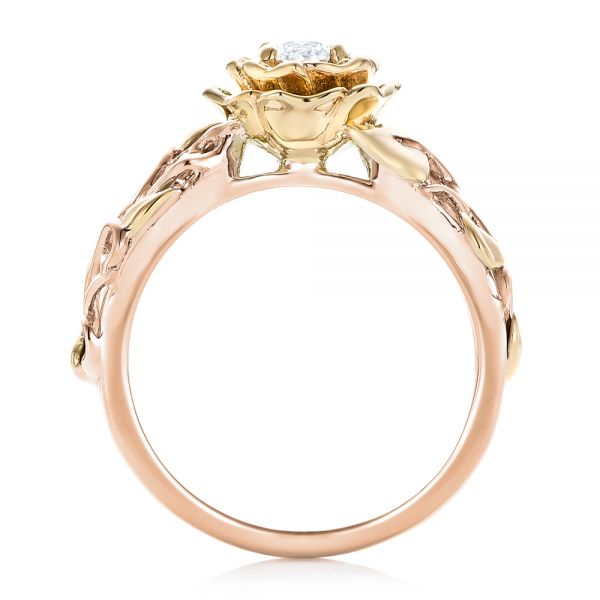 14k Rose Gold And 18K Gold 14k Rose Gold And 18K Gold Custom Two-tone Organic Vines Engagement Ring - Front View -  102563