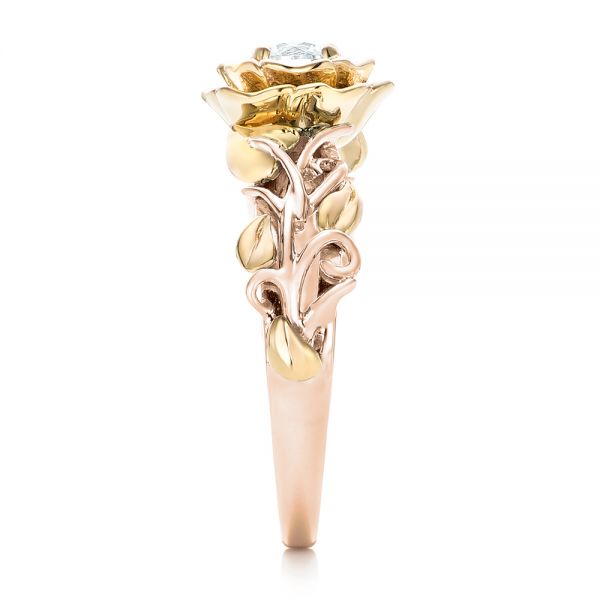 18k Rose Gold And 18K Gold 18k Rose Gold And 18K Gold Custom Two-tone Organic Vines Engagement Ring - Side View -  102563