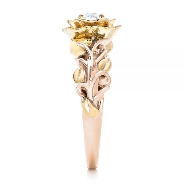 18k Rose Gold And Platinum 18k Rose Gold And Platinum Custom Two-tone Organic Vines Engagement Ring - Side View -  102563