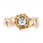 18k Rose Gold And 18K Gold 18k Rose Gold And 18K Gold Custom Two-tone Organic Vines Engagement Ring - Top View -  102563 - Thumbnail