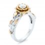 18k White Gold And 18K Gold Custom Two-tone Organic Vines Engagement Ring - Three-Quarter View -  102563 - Thumbnail