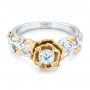  Platinum And 18K Gold Platinum And 18K Gold Custom Two-tone Organic Vines Engagement Ring - Flat View -  102563 - Thumbnail