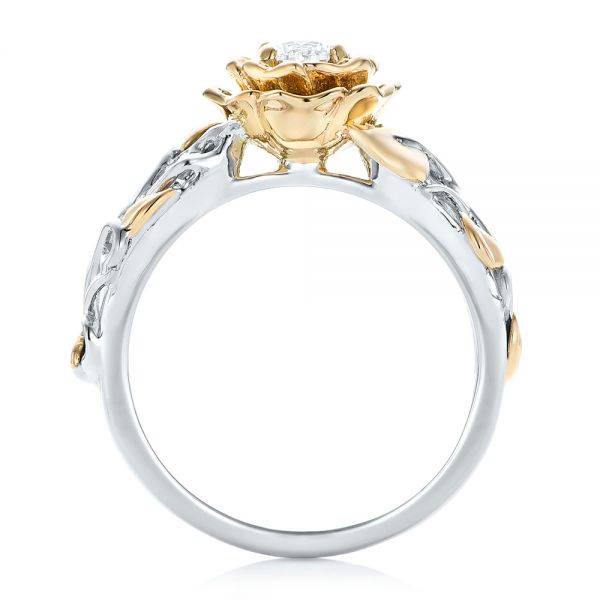 14k White Gold And 18K Gold 14k White Gold And 18K Gold Custom Two-tone Organic Vines Engagement Ring - Front View -  102563