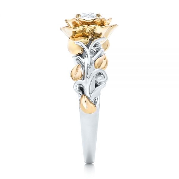 14k White Gold And 18K Gold 14k White Gold And 18K Gold Custom Two-tone Organic Vines Engagement Ring - Side View -  102563