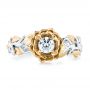 18k White Gold And 18K Gold Custom Two-tone Organic Vines Engagement Ring - Top View -  102563 - Thumbnail