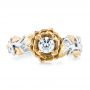  Platinum And 18K Gold Platinum And 18K Gold Custom Two-tone Organic Vines Engagement Ring - Top View -  102563 - Thumbnail