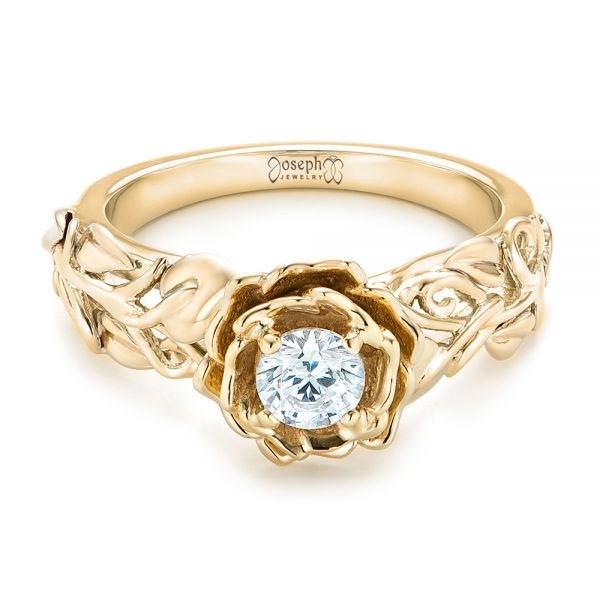 14k Yellow Gold And Platinum 14k Yellow Gold And Platinum Custom Two-tone Organic Vines Engagement Ring - Flat View -  102563