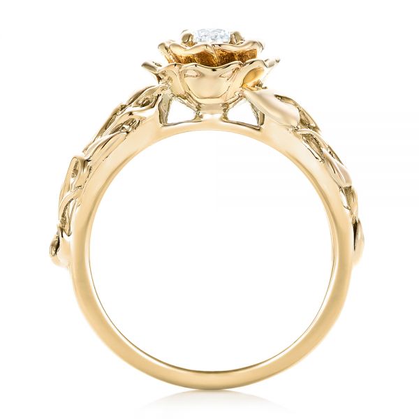 14k Yellow Gold And 14K Gold Custom Twotone Organic Vines Engagement