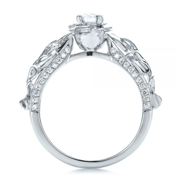 18K Gold And Platinum 18K Gold And Platinum Custom Two-tone Organic Vines And Diamond Engagement Ring - Front View - 100772
