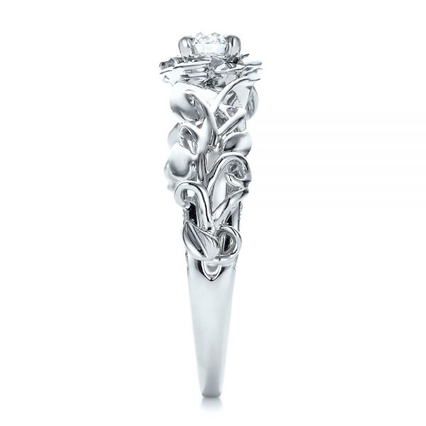 18K Gold And Platinum 18K Gold And Platinum Custom Two-tone Organic Vines And Diamond Engagement Ring - Side View - 100772