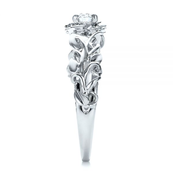  Platinum And Platinum Platinum And Platinum Custom Two-tone Organic Vines And Diamond Engagement Ring - Side View -  100772