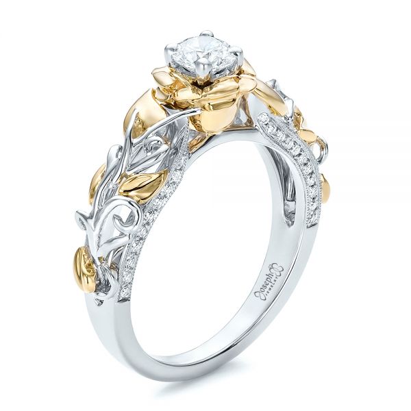 Custom Two-Tone Gold Organic Vines and Diamond Engagement Ring - reference design