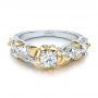  14K Gold And 14k Yellow Gold Custom Two-tone Organic Vines And Diamond Engagement Ring - Flat View -  100772 - Thumbnail