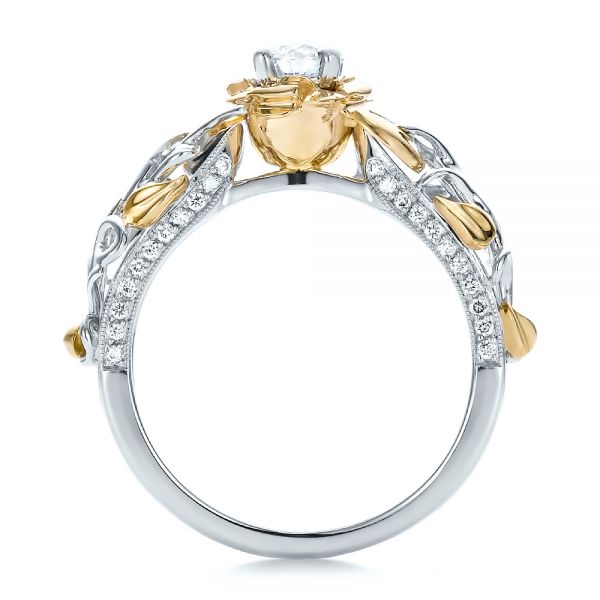  Platinum And 18k Yellow Gold Platinum And 18k Yellow Gold Custom Two-tone Organic Vines And Diamond Engagement Ring - Front View -  100772