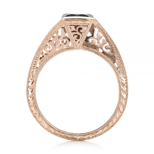 18k Rose Gold And Platinum 18k Rose Gold And Platinum Custom Two-tone Black Diamond Engagement Ring - Front View -  102215