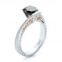 14k White Gold And 14K Gold Custom Two-tone Black Diamond Engagement Ring - Three-Quarter View -  102215 - Thumbnail