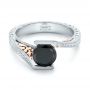  Platinum And 18K Gold Platinum And 18K Gold Custom Two-tone Black Diamond Engagement Ring - Flat View -  102215 - Thumbnail