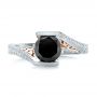14k White Gold And 14K Gold Custom Two-tone Black Diamond Engagement Ring - Top View -  102215 - Thumbnail