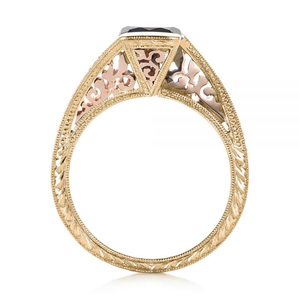 18k Yellow Gold And 14K Gold 18k Yellow Gold And 14K Gold Custom Two-tone Black Diamond Engagement Ring - Front View -  102215
