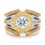 Platinum And 14k Rose Gold Platinum And 14k Rose Gold Custom Two-tone Yellow And White Diamond Engagement Ring - Top View -  100640 - Thumbnail