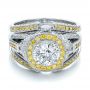  18K Gold And Platinum 18K Gold And Platinum Custom Two-tone Yellow And White Diamond Engagement Ring - Flat View -  100640 - Thumbnail