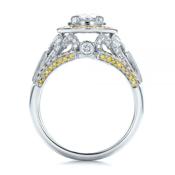 18K Gold And 18k White Gold 18K Gold And 18k White Gold Custom Two-tone Yellow And White Diamond Engagement Ring - Front View -  100640