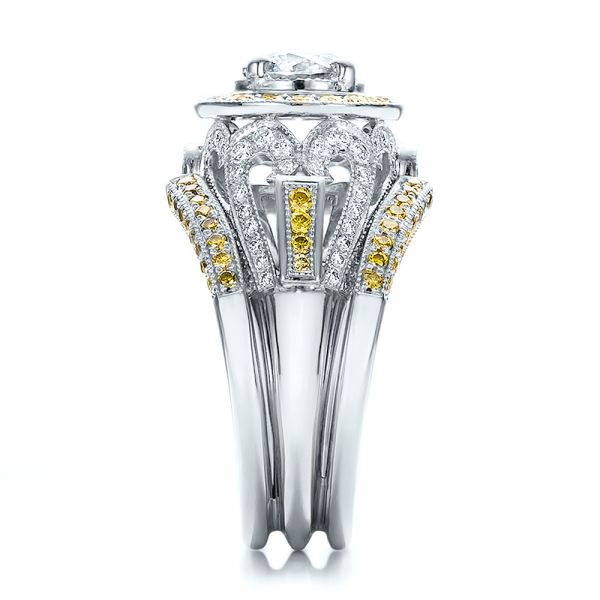  Platinum And Platinum Platinum And Platinum Custom Two-tone Yellow And White Diamond Engagement Ring - Side View -  100640