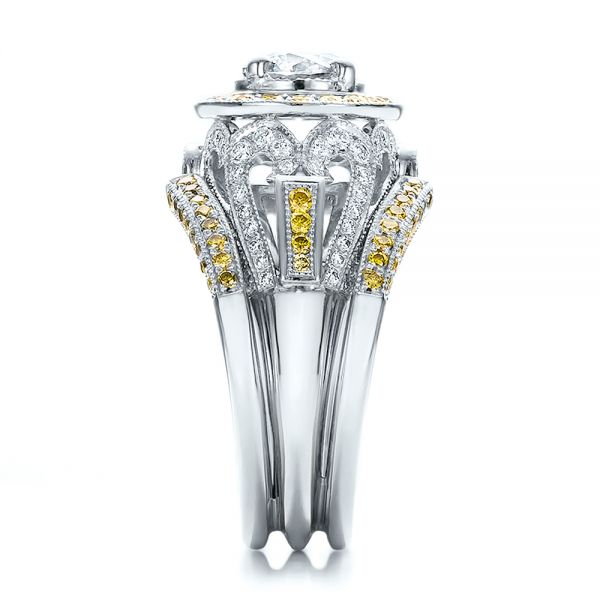  18K Gold And 18k White Gold 18K Gold And 18k White Gold Custom Two-tone Yellow And White Diamond Engagement Ring - Side View -  100640