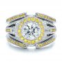  Platinum And 18k White Gold Platinum And 18k White Gold Custom Two-tone Yellow And White Diamond Engagement Ring - Top View -  100640 - Thumbnail