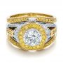  18K Gold And 18k Yellow Gold Custom Two-tone Yellow And White Diamond Engagement Ring - Flat View -  100640 - Thumbnail