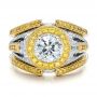  Platinum And 18k Yellow Gold Platinum And 18k Yellow Gold Custom Two-tone Yellow And White Diamond Engagement Ring - Top View -  100640 - Thumbnail