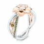 Custom Two-tone Green Tourmaline And Diamond Engagement Ring - Three-Quarter View -  103151 - Thumbnail