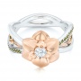Custom Two-tone Green Tourmaline And Diamond Engagement Ring - Flat View -  103151 - Thumbnail