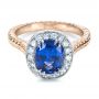 18k Rose Gold And Platinum 18k Rose Gold And Platinum Custom Two-tone Halo Diamond Engagement Ring - Flat View -  1178 - Thumbnail