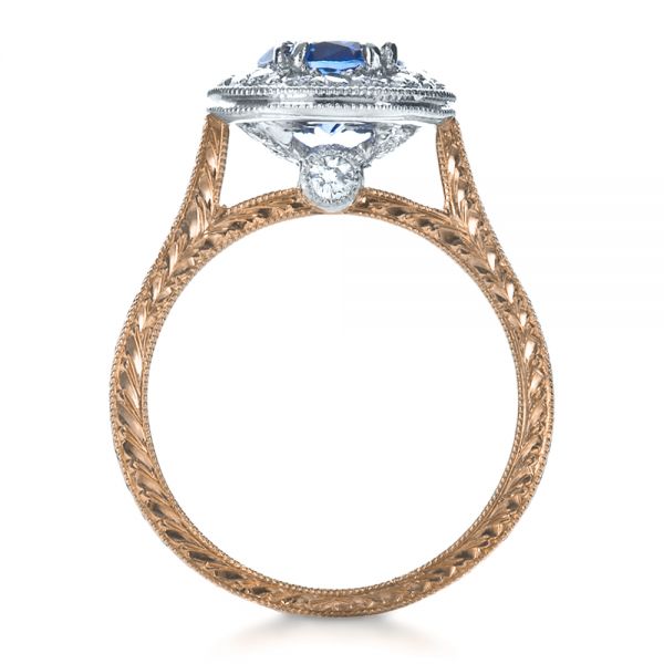 18k Rose Gold And Platinum 18k Rose Gold And Platinum Custom Two-tone Halo Diamond Engagement Ring - Front View - 1178